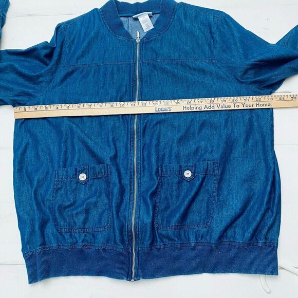ALFRED DUNNER Blue Lightweight Zip Soft Chambray Jacket Womens Size 18 - Picture 15 of 15